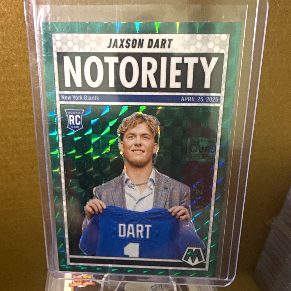 2025 Panini Mosaic Notoriety #11 Jaxson Dart RC Green Mosaic Prizm Giants